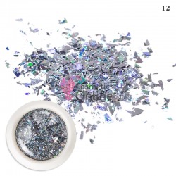 Decor pentru unghii NADP047GG paiete fulgi holografici Silver cu Reflexii